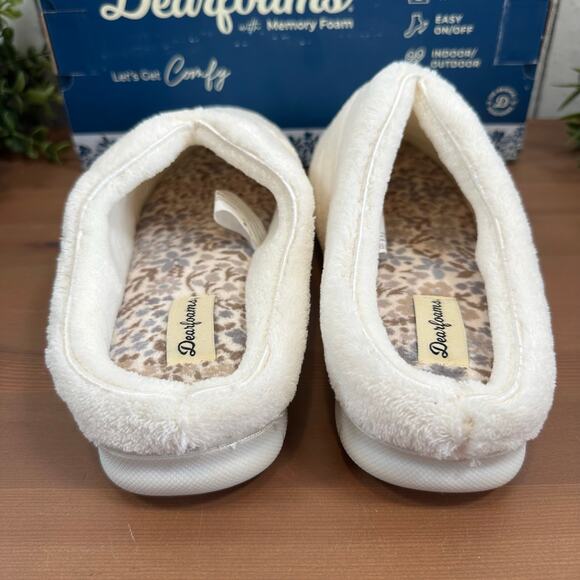 Dearfoams Women's Memory Foams Comfy White Slippers Size M (7-8) - Picture 3 of 4